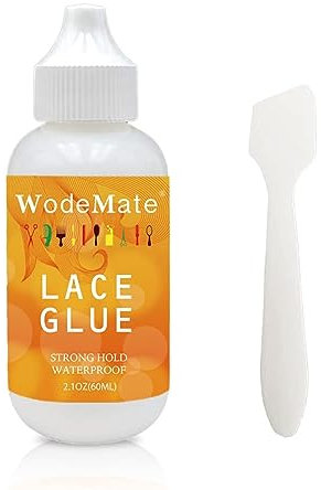 wodemate Colle Perruque, Lace Wig Glue, Colle Liquide, Adhésif Professionnel Tenue Forte Invisible Imperméable pour Perruque en Dentelle, Postiches, Fausses Barbes et Moustaches 2.1OZ (Transparent)