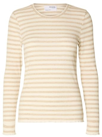 SELECTED FEMME Damen Slfanna Ls Crew Neck Tee STR Noos Langarmshirt