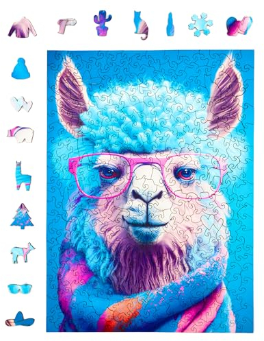 Milliwood Holzpuzzle - Christina chicky alpaca - 316 Teile - Puzzle Winter ab 10 Jahren - Mandala Puzzle für Erwachsene und Kinder - Jigsaw Puzzle aus Holz 27,5x37 cm Puzzle Natur mit Holz Geschenkbox