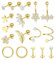 LOLIAS 17 Stück 16G Helix Piercing 316L Chirurgenstahl Ohr Gold Conch Tragus Piercing Set Damen