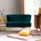 HULALA HOME Velvet 2 Seater Sofa Upholstered Loveseat Couch with Metal Legs Armless Backrest for Living Room Bedroom Lounge, Teal