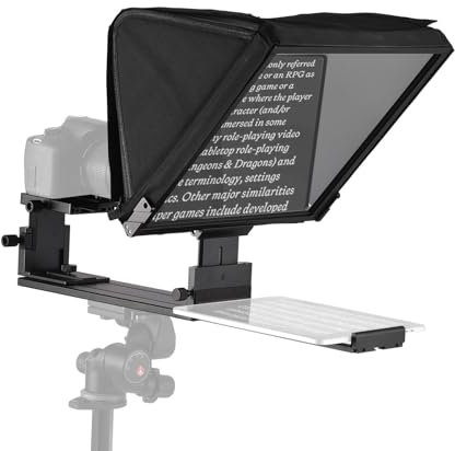 Jemora Tragbarer Teleprompter, 16-Zoll-Universal-Prompter mit Kaltschuhung, 1/4 Zoll und 3/8 Zoll Gewindeloch, kompatibel mit Smartphone/Tablet/DSLR-Kamera mit Fernbedienung und Tragetasche für