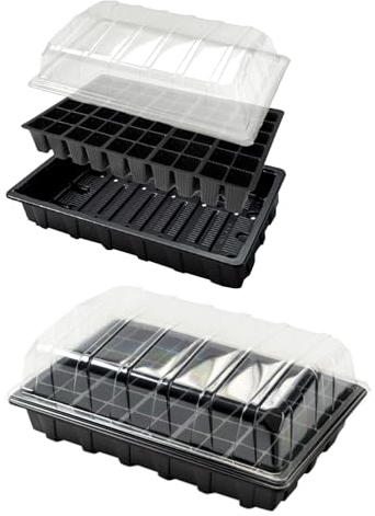 Muddy Hands Pack of 2-60 Cell Propagator Seed Tray with Lid Plant Seedling Germination Growing Starting Tray