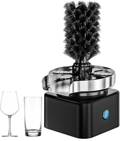 YHUEGH Electric Cup Washer, High Pressure Automatic Cup Washing Machine, Glass Polishing Machine with Cup Brush and Nine-Hole Supercharged Nozzle, for Sink for Kitchen Sink black