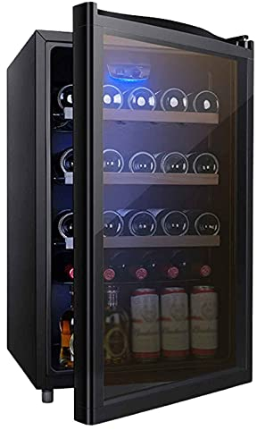 Nevera para Vino, Enfriador De Cerveza, Nevera, Compresor, Iluminación LED, Puerta De Vidrio, Marco Negro, Sala De Estar, Mini Bar, Bodega Eléctrica