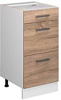 Vicco Mueble bajo de Cocina R-Line, Sonoma/Blanco, 40 cm con cajones, ET Roble