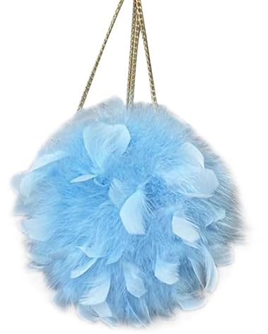 MOISTRI Damen Feder Clutch Portemonnaie Flauschige Schulter Umhängetasche mit abnehmbarer Kette Abendhandtaschen für Party Hochzeit Blau
