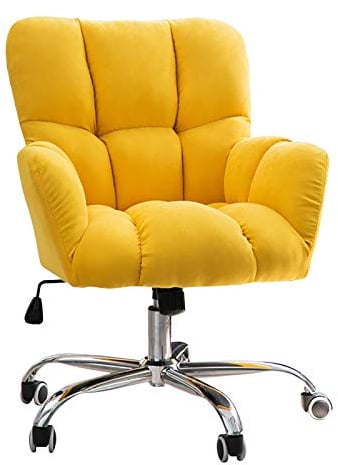 Ergonomischer, verstellbarer Schreibtisch aus Leinen mit weichem Sitz, moderner Computertisch mit mittelhoher Rückenlehne, drehbarer Schreibtisch für Männer, Frauen, Erwachsene und Teenager, Rosa