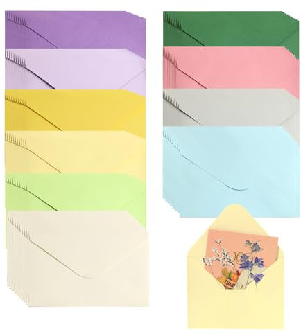 100 Stück Kleine Briefumschläge Mini 10x7cm Briefumschläge Farbig 10 Farben Mini Briefumschläge Mini Briefumschläge Bunt Umschläge Bunt für Geschenkkarte Hochzeit Geburtstag Party