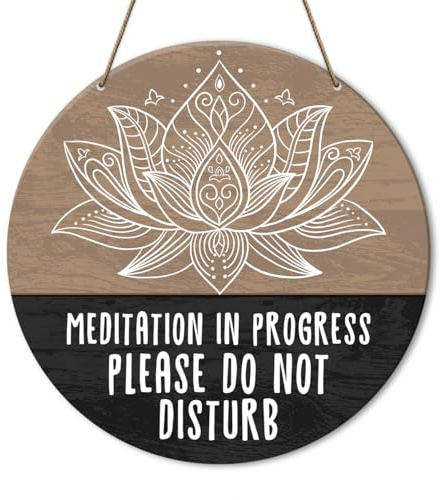 Meditation Room Decor Sign, Yoga Studio Wall Decoration Home Gym Spiritual Room Zen Den Hanging Decor Sign, Please Do Not Disturb Sign, Gifts for Yoga Instructor Lover, Meditation in Progress