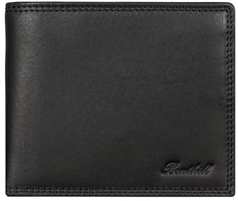 Benthill Herren Geldbörse Leder - Geldbeutel mit RFID-Schutz - Slim Portemonnaie für Herren - Echte Vintage Ledergeldbörse, Farbe:Schwarz
