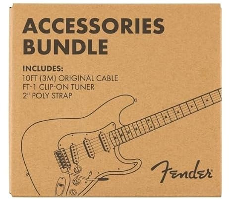 Fender Paquete de Accesorios Todo en Uno, Incluye Cable de Instrumento de 3 m, Afinador de Pinza FT-1 y Correa de Poliéster Resistente, Adecuado para Todos los Músicos