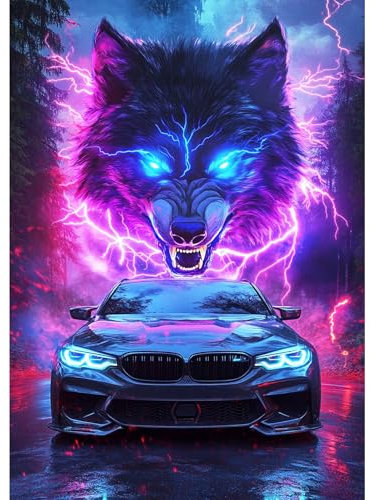 MXJSUA Wolf Diamant Painting Bilder, Wolf Diamond Painting für Erwachsene Anfänger, 5D DIY Diamant Malerei für Zuhause Dekor 30x40 cm