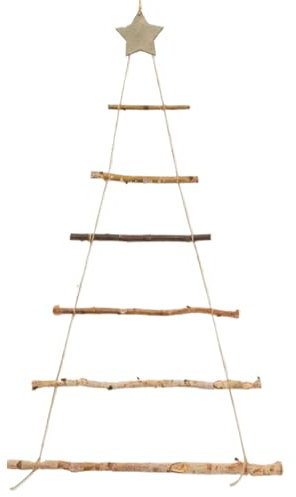 Albero di Natale muro con topper a stella, 36x21in a muro montato sull'albero di Natale a parete 7 strato triangolare fai da te amichevole per muro appeso albero di Natale, niente ornamenti, sti