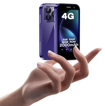 JoyZap Mini 4G Smartphone, entsperrt, 3,0 Zoll Display, 2000 mAh Akku, schlankes Gehäuse, 5 MP Kamera, Android 9.0, Quad-Core, Dual-SIM, 32 GB RAM Handy für Kinder (3 + 32G Purple)