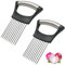 Support à Oignons,2 PCS Porte-Tranche D'oignon en Acier Inoxydable Coupe-Légumes Multifonctions Trancheuse Manuelle pour Oignons Citron Légumes et Viande Gadget de Cuisine Pratique
