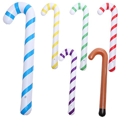 Operitacx 6st PVC Aufblasbare Krücken Aufblasbarer Gehstock Für Alte Männer Aufblasbare Süßigkeiten Große Zuckerstangendekoration Aufblasbare Ballons Aus Zuckerstangen Aufblasbare Stöcke