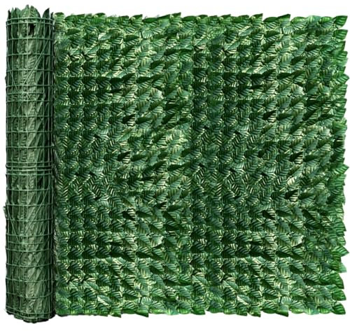 LAKYFCL Künstlicher Efeu-Sichtschutzzaun, 304,8 x 101,6 cm, künstliche Hecke, Zaunpaneel, grüne Reben, Balkon-Sichtschutz, Dekoration für Terrasse, Balkon, Wand, Hinterhof, Innen- und Außenbereich