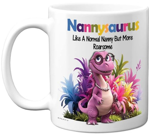 Stuff4 Nanny, Roarsome Nannysaurus Mug | Happy Birthday Gifts for Nanny from Grandson Granddaughter, Dinosaur Mother's Day Presents