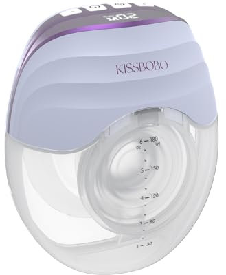 KISSBOBO Breast Pump, Electrical Hands-Free Wearable Portable Breast Pump with 3 Modes, 8 Levels, LED Display, Low Noise and Painless Breastfeeding Milk Pumps, Purple