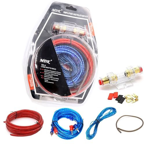 chiquieray 10GA Subwoofer Kabel, Endstufe Kabel Set, Subwoofer Set Kabelschuh, Subwoofer Anschluss Set, Car Audio Wire,Verstärker Kabelsatz, 1500w Installations Car Verstärker Kabelset