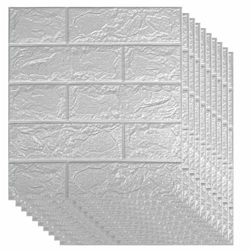 NEW-YIJUNSHUN 20PCS 3D Brick Wallpaper, 3D Tile Brick Wall Sticker, Waterproof,Masonry Effect, Home Decoration, 3D Wall Panel,Suitable for Kitchen, Bathroom, Living Room (Black Brick)
