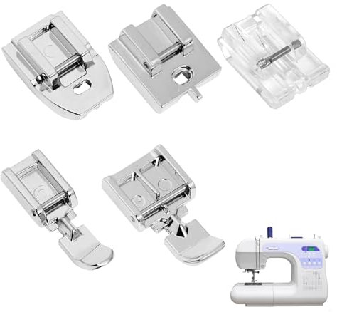 5 Pieds de Biche Machine a Coudre, Machine à Coudre kit Pieds de Biche Multifonctionnel, Fermeture Éclair pour Machine à Coudre Pied Fermeture Éclair pour W6 Brother Singer Privileg Janome Husqvarna