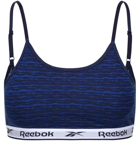 Reebok Womens Berry Bra Top Cotton Jersey Bralet Blue/Navy M-L