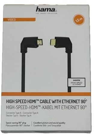 Cable rápido original Hama cable acodado 90º grados 1,5m Ethernet TRANSFERENCIA x 2 HDMI MACHO/MACHO conector tipo A ultra HD