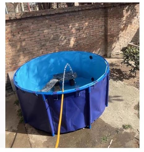 UZAMIRLEX Lago Artificiale Pieghevole, Piscina Fuori Terra in PVC e laghetto for Pesci, Diametro 1,2-4 m, Altezza 0,6-1,2 m(2.5x1m - 4900L/1294 Gal)