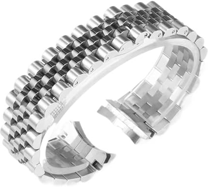 BGFFDSZ 904L Solid Stainless Steel Watch Accessories Band Compatible With Rolex DATEJUST DAY-DATE OYSTERPERTUAL DATE Silver Watch Straps 20mm(Silver-5,21mm)
