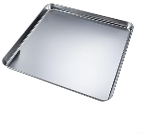 Set di teglie per biscotti in acciaio inox, resistente per una distribuzione uniforme del calore, adatta al forno commerciale (confezione multipla) (40 x 40 x 2,5 cm)