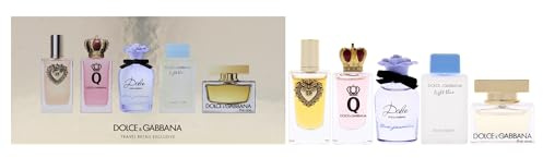 Dolce & Gabbana Mini Collection for Women – 5-Piece Mini Perfume Gift Set, 0.17oz Devotion, Q, Blue Jasmine, The One EDP & 0.15oz Light Blue EDT Splash