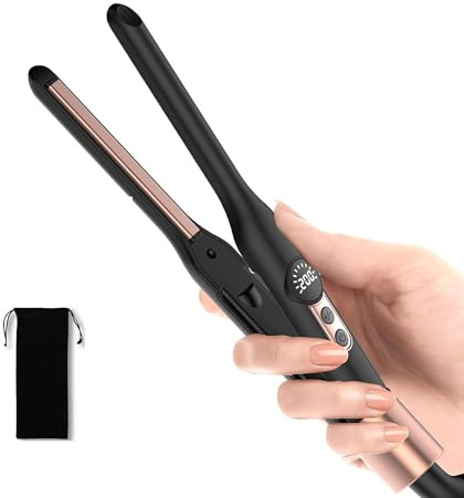 UMIGA Mini Pencil Hair Straightener, Travel Straighteners | 2-in-1 Straightener & Curler, Travel-Size with 4 Adjustable Temperatures,Portable Lightweight Design for Short Hair & Beards