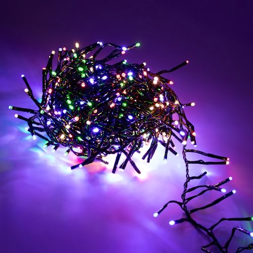 LED Lichterkette bunt für Außen, 384 LED, 4,9 m, mit Timer | Netzstecker, 8 Funktionen, Speicherchip, Weihnachts Deko, Multicolor
