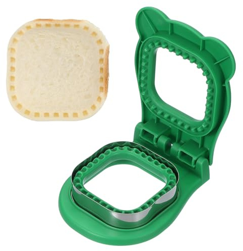 QUARKZMAN Cutter Pour Sandwich Sans Crust, Forme Carrée Uncrustable Sandwich Maker Sealer Press Bread Cookie Cutter And Sealer Pour DIY Breakfast Lunch Afternoon Tea (Green)