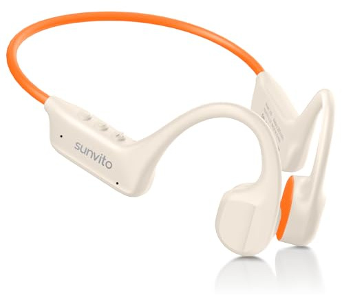 sunvito Knochenleitung Kopfhörer Bluetooth 6.1, IPX7 wasserdichte Open-Ear Kopfhörer mit Mikrofon, leichte Bone Conduction Headphones für Laufen, Fitness, Radfahren - Orange