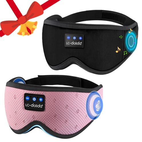 LC-dolida The Ultimate Relaxation kit - Bluetooth 3D Sleep Mask + Breathable 3D Sleep Mask - 100% Total Blackout, Fully Adjustable, Zero Eye Pressure Eye Mask for Sleeping, Travels and Nap