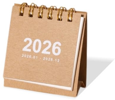 1 Pieza Calendario 2026 de Sobremesa, Espacio para Anotar, Encuadernación Espiral Doble, Planificador 12 Meses, Vista Mensual Global, Ilustraciones y Base Resistente, para el Hogar Oficina Escuela