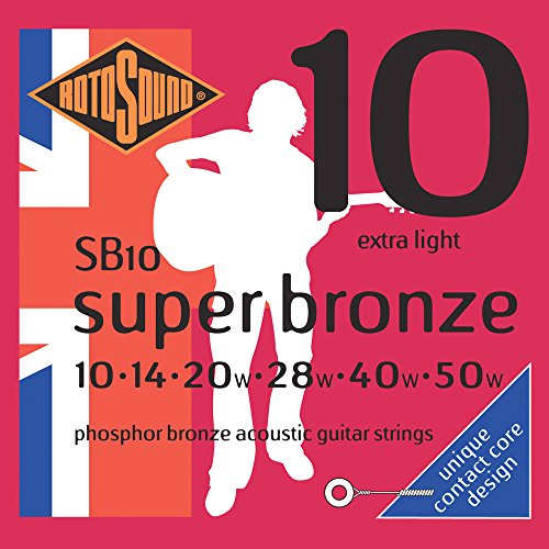 Rotosound SB Super Bronze Piano-String Akustikgitarre Phosphor Bronze Satz Extra Light 10-50 SB10
