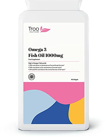 Troo Health Care Omega 3 Fish Oils 1000mg 90 Capsules | High Strength Daily Omega 3 Fatty Acid Supplement with DHA and EPA | UK Manufactured to GMP Standards