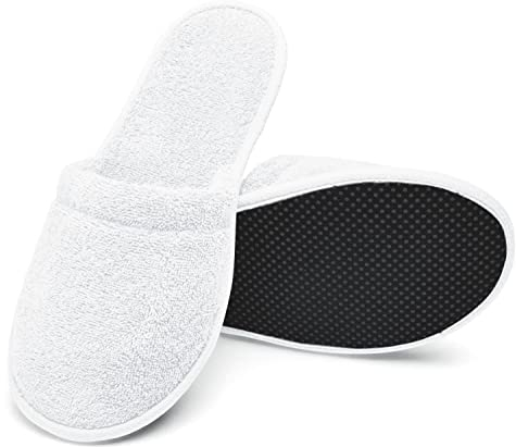 Arus Ciabatte da Bagno – 1 Paio Ciabatte Mules in Spugna 100% Cotone – Antiscivolo, Leggere, Traspiranti – Uomo Donna per Hotel, Spa, Piscina, Doccia, Viaggio, Bianco, 43-46, WH-2