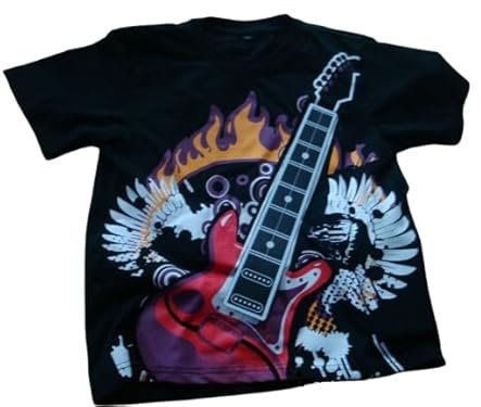 XXL Electric Rock Guitar T-Shirt Playable Guitar! Gadget Electronic Guitar T-Shirt Eye-Catcher Short Sleeve T Shirts for Men Women