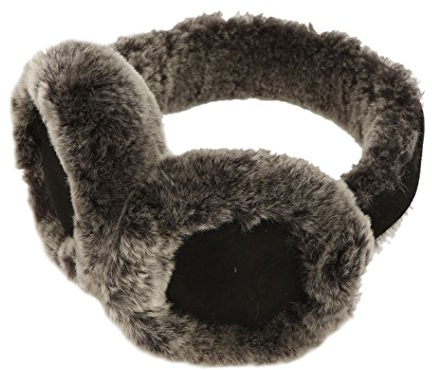 Cache-oreilles en peau de mouton avec embout noir.