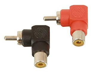 LINDY 90 Degree Phono to Phono (RCA) Adapter - Red/Black