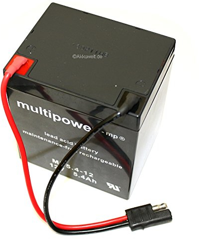 Gopacks Original Multipower Akku Blei Gel AGM Technik 12V 5,4h mit Stecker für Rasenmäher z.B. Sabo 43 52 54 Vario E Toro Briggs Stratton Sabo Clipper 52 SAA35583 Accu Akkubatterie Bateria Batterie