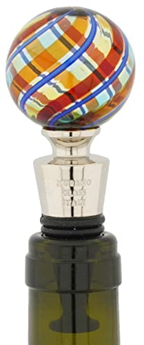 Glass Of Venice Murano Glass Bottle Stopper - Elegant Stripes