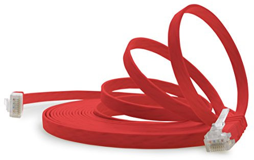 1aTTack.de 5m - rot - 1 Stück - Cat.6 Flaches Netzwerkkabel Cat6 Flachkabel Ultra Flach Cat.6 Patchkabel 1000 Mbit/s Gigabit LAN (RJ45) Flach Slim Micro