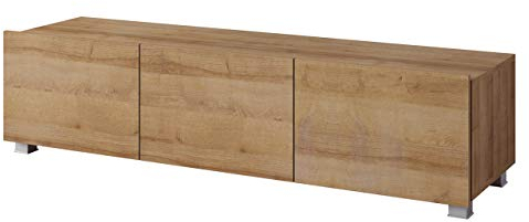 Mirjan24 TV Schrank Calabrini 150 BR04 TV Lowboard mit Grifflose Öffnen, Fernsehschrank Hängeschrank Hochglanz Matt Wohnwand (Eiche Gold)
