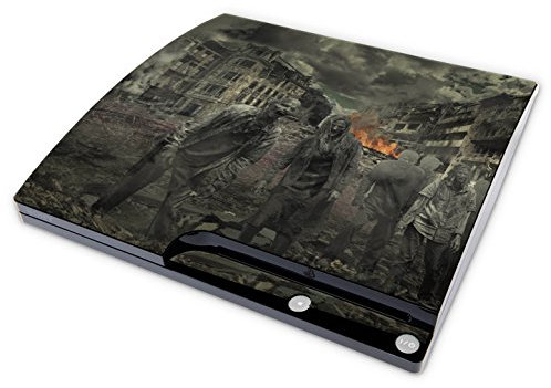 Skins4u Aufkleber Design Schutzfolie Vinyl Skin kompatibel mit Sony PS3 Playstation 3 Slim Konsole Zombie Attack